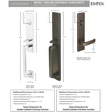 Emtek EMP4819 Lausanne Single Cylinder Entrance Handleset - Brass Tubular - EMPowered Upgrade