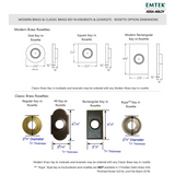 Emtek Modern Brass Key In Leverset - Helios Lever with Rosette Options - Single Cylinder