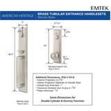 Emtek 4222 Melrose Double Cylinder Entrance Handleset - Brass Tubular