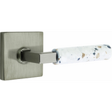 Emtek 5212 Select Brass Lever Handle With Stem And Modern Rectangular Rosette Privacy Set