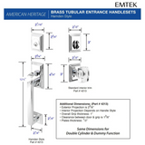 Emtek 4203 Hamden Dummy Entrance Handleset - Brass Tubular