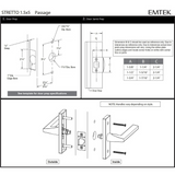 Emtek 5801 STRETTO Narrow Trim Lockset, 1-1/2" x 5" Non-Keyed, Brass Tubular, Passage