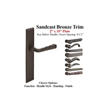 MULTIPOINT LOCK TRIM, 2 X 10" RECTANGULAR PLATE, SANDCAST BRONZE HANDLE SET - CHOOSE HANDLE LEVER