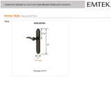 Emtek 4141 STRETTO Narrow Trim Lockset, 2" x 10" Arched Non-Keyed, Brass Tubular, Passage