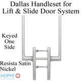 Dallas Handleset For Active Lift And Slide Door System, Keyed One Side - Resista Satin Nickel
