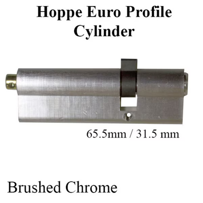97mm Hoppe Euro Profile Cylinder 65.5/31.5 - Brushed Chrome - NO Thumb