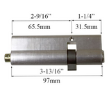 97mm Hoppe Euro Profile Cylinder 65.5/31.5 - Brushed Chrome - NO Thumb