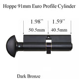 Hoppe 91mm Non-logo Euro Profile Cylinder, 50.5/40.5 - Dark Bronze