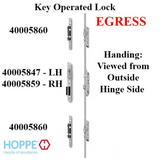 HOPPE KEY OPERATED MULTIPOINT LOCK 1-3/4" BACKSET, DOORS 73.62-85.43" - EGRESS, PANIC FUNCTION