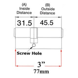 31.5/45.5, CES, 360° Dbl Cylinder, Euro, Satin Chrome