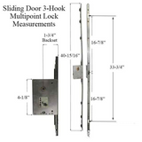 Sentinel Multipoint Sliding Door Lock 3 Hooks - 45 Mm - Stainless Steel - 40214