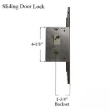 Multipoint Sliding Door Lock 3 Hooks , 1-3/4 Backset - Stainless Steel