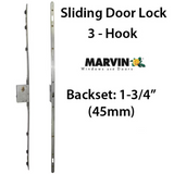 Multipoint Sliding Door Lock 3 Hooks , 1-3/4 Backset - Stainless Steel