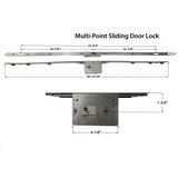 Multipoint Sliding Door Lock 3 Hooks , 1-3/4 Backset - Stainless Steel