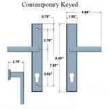 Contemporary Active Keyed Multipoint Lock Door Handle Set