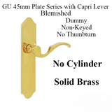 G-U CAPRI LEVER, 45MM PLATE, DUMMY, NO KEY, NO THUMBTURN (HANDLES DO NOT MOVE) - POLISHED BRASS BLEMISHED