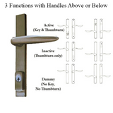 G-U TORINO HANDLE & 30MM PLATE, ZAMAC, ACTIVE, KEY & THUMBTURN (HANDLE ABOVE CYLINDER) CHOOSE COLOR