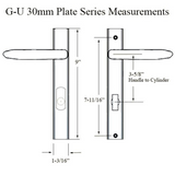G-U TORINO HANDLE & 30MM PLATE, ZAMAC, ACTIVE, KEY & THUMBTURN (HANDLE ABOVE CYLINDER) CHOOSE COLOR