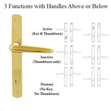 G-U TORINO HANDLE & 30MM PLATE, ACTIVE, KEY & THUMBTURN (HANDLE ABOVE CYLINDER) CHOOSE COLOR