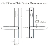 G-U TORINO HANDLE & 30MM PLATE, ZAMAC, ACTIVE, KEY & THUMBTURN (HANDLE BELOW CYLINDER) CHOOSE COLOR