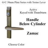 G-U TORINO HANDLE & 30MM PLATE, ZAMAC, ACTIVE, KEY & THUMBTURN (HANDLE BELOW CYLINDER) CHOOSE COLOR