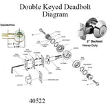 Deadbolt, 2 Inch Backset, Heavy Duty, Double Key - 40522