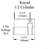 Keyed Euro Profile Half Cylinder, 38mm, 28/10, Schlage 6-pin - Choose Color