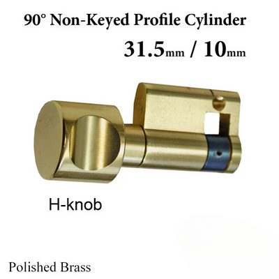 Inactive Non-Keyed 31.5 / 9.5 CES Cylinder H-Knob 1-10/16 Inch Length - Solid Polished Brass