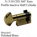 Hoppe 31.5/10 CES 360° Euro profile Inactive 1/2 cylinder - Polished Brass