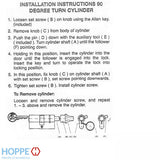 31.5 / 31.5 HOPPE Non Logo 90 degree Keyed Profile Cylinder Lock, Solid Brass