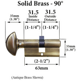 CES 31.5/ 31.5, 90° Keyed Euro profile cylinder lock - Choose Color