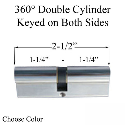 31.5/31.5 63mm Euro Profile Full Double Cylinder, 360 Key, Keyed Both Sides,413131210 - Choose Color