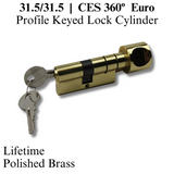 31.5/31.5 CES 360 Euro Keyed Cylinder, H-knob, Antique Brass - 413131720