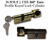 31.5/31.5 CES 360 Euro Keyed Cylinder, H-knob, Antique Brass - 413131720