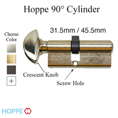 31.5 / 45.5 New Style HOPPE Active 90 Degree Keyed Profile Cylinder Lock - 413145010