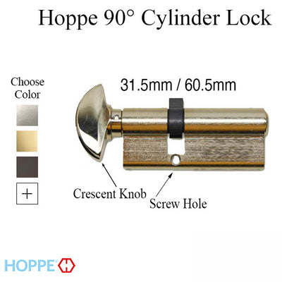 31.5 / 60.5 New Style HOPPE Non-Logo 90 Keyed Profile Cylinder Lock, Solid Brass - 413160010