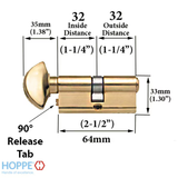Rockwell Security 90° Solid Brass Euro Profile Cylinder Lock
