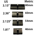 32/32 Active Keyed Patio Door Double Keyed Profile Cylinder Lock - Chrome