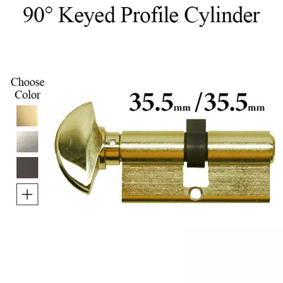 35.5 / 35.5 Active Keyed HOPPE Non-Logo 90 Profile Cylinder Lock - Brass, 413535010, Choose Finish