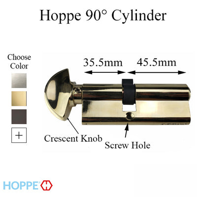 35.5 / 45.5 New Style HOPPE Active 90 Keyed Profile Cylinder Lock, Solid Brass - 413545010