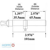 35.5/65.5 101mm Hoppe Euro Profile Cylinder - Satin Nickel