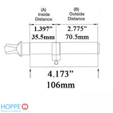 106mm Hoppe 35.5 /70.5mm Keyed Euro Profile Cylinder 90°