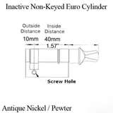 Hoppe 40/10, 50mm Inactive Non-Keyed 360° Euro Cylinder, 2-1/4" Door - Choose Color