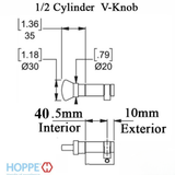 HOPPE 40/10 Euro profile half cylinder with 90° turn - Choose Color