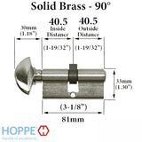 40.5 /40.5 HOPPE Non-Logo 90 Profile Cylinder Lock, Solid Brass,