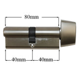 80MM EURO / PROFILE 360 DEGREE CYLINDER 40/40 WITH RECTANGULAR THUMBTURN - SATIN NICKEL