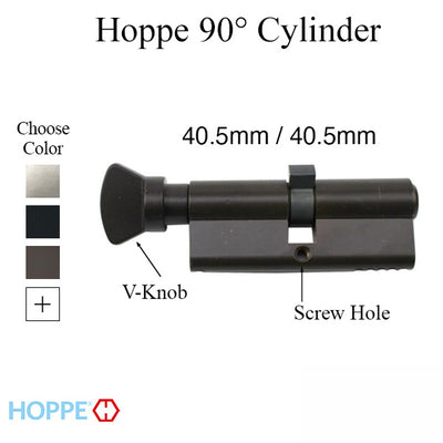 40.5/40.5 Euro Profile Full Cylinder with 90° V-knob, 2-1/4" Doors