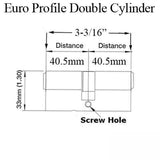 Euro Profile Double Cylinder, 40.5/40.5 mm, 360 Key / Key - Satin Nickel