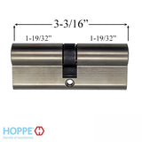 Euro Profile Double Cylinder, 40.5/40.5 mm, 360 Key / Key - Satin Nickel