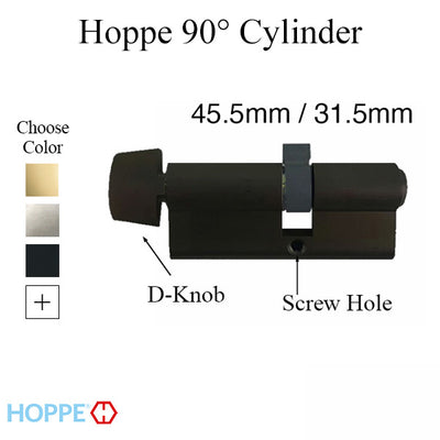 45.5/31.5 Euro profile full cylinder with 90° turn and Dallas D-knob